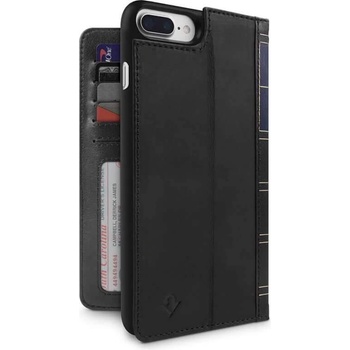 Twelve South BookBook - луксозен кожен калъф (с кейс) тип портфейл за iPhone 8 Plus, iPhone 7 Plus (черен)