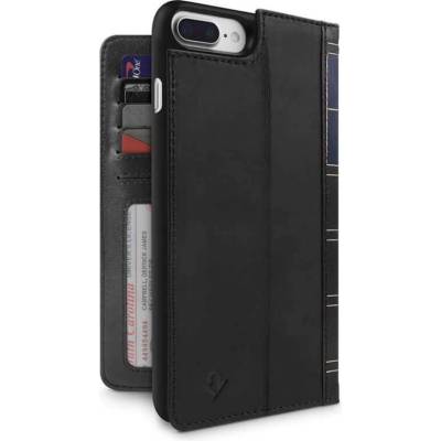 Twelve South BookBook - луксозен кожен калъф (с кейс) тип портфейл за iPhone 8 Plus, iPhone 7 Plus (черен)