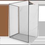 Mexen Kioto душ кабина Walk-in 140 x 110 см, черна рамка, четкана мед - 800-140-212-65-70-110 (800-140-212-65-70-110)