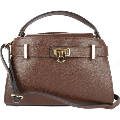Talianske Hnedá talianska kožená crossbody kabelka Luciana