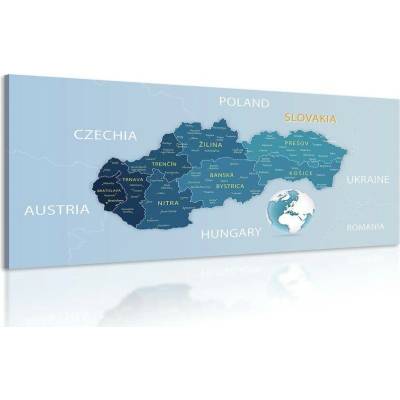Obraz elegantní mapa Slovenska v modrém - 120x60