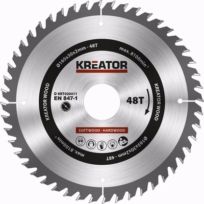 KREATOR KRT020411 Pilový kotouč na dřevo 165mm, 48T – Zbozi.Blesk.cz