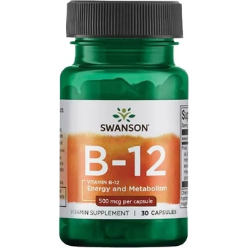 Swanson Vitamin B-12, 500 mcg, 30 капсули, Swanson (SW1248)