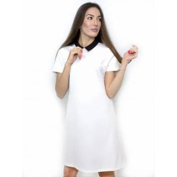 Image 1 of mar. fashion Бяла рокля с черна якичка (02379-42a-01)