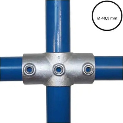 Konstrukční fitinka, spojka ocelových trubek pr. 48,3 mm – průběžný kříž (středový) 119-D48