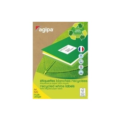 Etikety univerzálne recyklované 38x21,2mm Agipa A4 100 hárkov