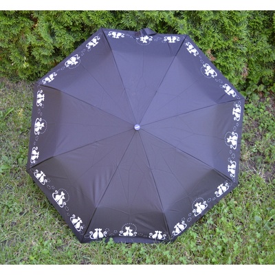 Doppler Fiberglas Kočky deštník dámský skládací manuální černý