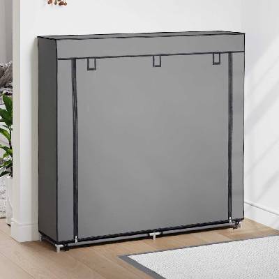 vidaXL Шкаф за обувки с покривало, сив, 115х28х110 см, плат (282434)