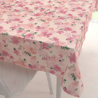 Biante Sametový obdélníkový ubrus Tamara TMR-039 Růžovo-fialové akvarelové květy na světle lososovém 130x160cm