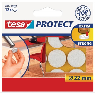 tesa® Protect Plstěné samolepicí podložky Barva: bílá, Rozměr: Ø 22 mm, Doplňující informace: kolečka