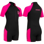 CRESSI Shorty 2mm children's wetsuit - children's swimming suit with UV, cold protection, jellyfish protection - swimming suit for girls and boys - black/pink - 11/12 years - DG003107 (DG003107)