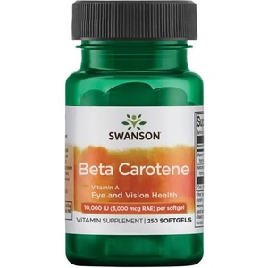 Swanson Beta Carotene, 3000 mcg, 250 меки капсули, Swanson (SW010)