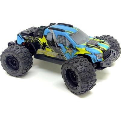 Absima Mini AMT Fluo modrá bezkefkový RC model auta elektrický monster truck 4WD 4x4 RtR 2,4 GHz 1:16