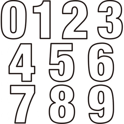 Nažehlovací čísla potisk DTF - sada - barva bílá s černým lemováním – Zboží Dáma