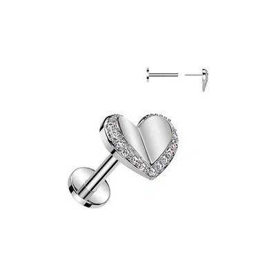 Šperky4U piercing do brady srdce PUSH IN labreta LB1126
