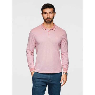 Ombre Clothing pánské tričko s dlouhým rukávem Dhugaaa růžová melanžová