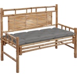 vidaXL Градинска пейка с възглавница, 120 см, бамбук (3063892)