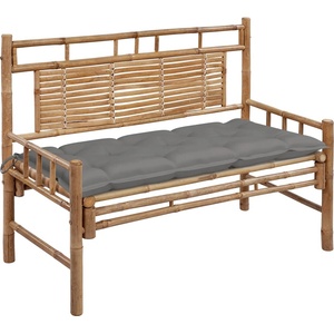 vidaXL Градинска пейка с възглавница, 120 см, бамбук (3063892)