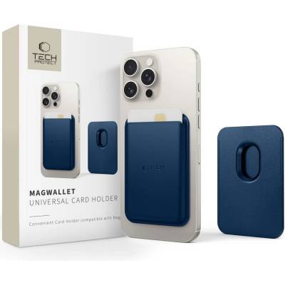 Tech-Protect Универсален магнитен картхолдър за телефон с MagSafe от Tech-Protect MagWallet - Navy Blue (5906302360109)