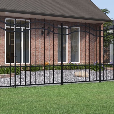 vidaXL Zahradní plot s kopím nahoře černý 239 x 150 cm, práškově lakovaná ocel