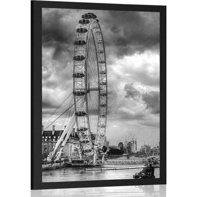 Plakát jedinečný Londýn a řeka Temže v černobílém provedení - 20x30 white