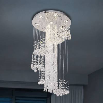 NEDES Led кристално таванно осветително тяло nauru led/24w/230v, Ø 45 см, лъскав хром + с дистанционно управление (nd4350)
