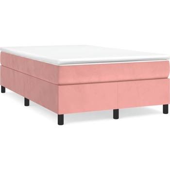 vidaXL Боксспринг легло с матрак, розово, 120x190 см, кадифе (3269708)
