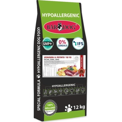 Bardog Hypoalergenné Venison Potato 19/10 4 kg