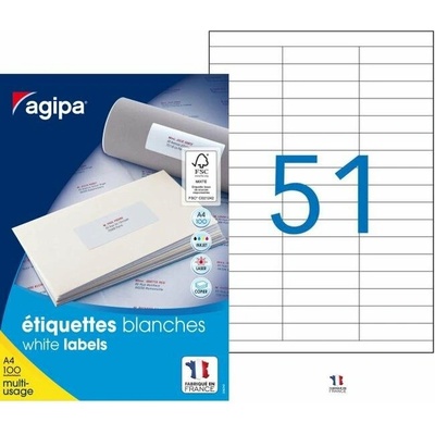 Etikety univerzálne 70x16,9mm Agipa A4 100 hárkov