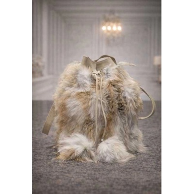 Max Original Leather Dámska kožušinová kabelka beige fox