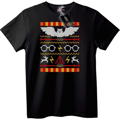 NOONEBRAND Тениска Harry Potter коледен пуловер - L, White