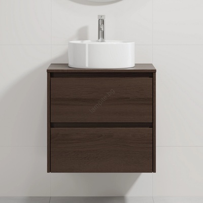 Bath Deluxe Шкаф за баня с мивка TRONDHEIM/VIKEDAL 60x57x46 cm орех/бял (SETBT0148B)