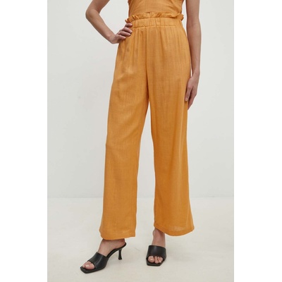 Answear Lab Панталон с лен Answear Lab в оранжево със стандартна кройка, с висока талия (767.ijs)