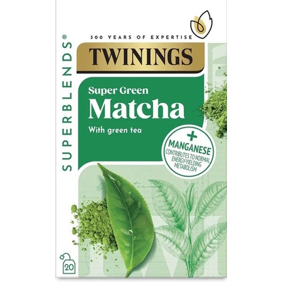 TWININGS SUPERBLENDS SUPER GREEN MATCHA se zeleným čajem a hořčíkem 20 sáčků