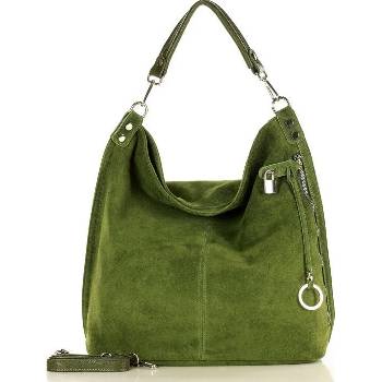 BASIC Zelená kožená shopper kabelka s92g