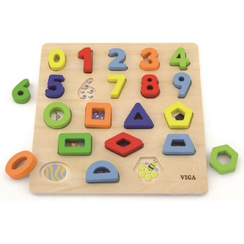 Image 1 of Viga Toys Дървен пъзел Viga - Цифри и форми (50119)