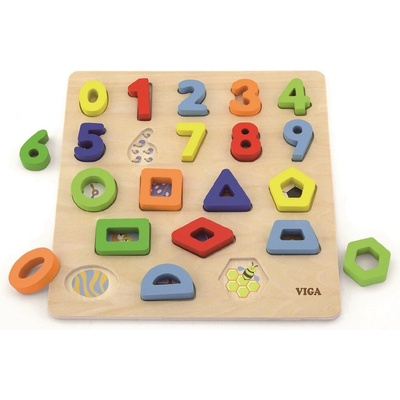 Viga Toys Дървен пъзел Viga - Цифри и форми (50119)