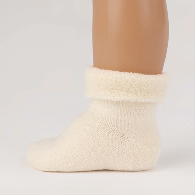 Merino ponožky pre bábätko krémové FLUFFY SAFA