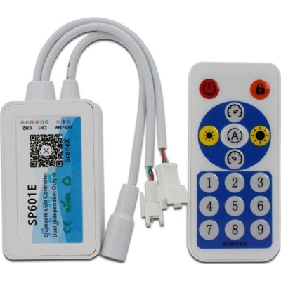 Ledshopik Hudební bluetooth ovladač digitálních RGB pásků - SP601E 1200 pixelů 5-24V 2 kanály