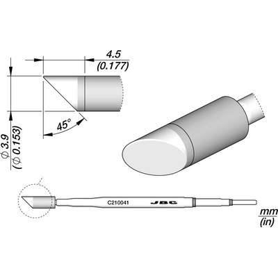 JBC C210041 – zkosený pájecí hrot Ø 3,9 mm S2