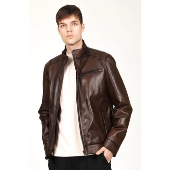 Jacket Club Мъжко яке от естествена кожа e-1044 - Тъмнокафяво #317664 (317664_Кафяво)