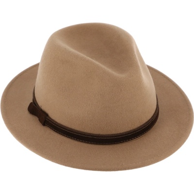 Fiebig Headwear since 1903 Cestovní voděodolný klobouk vlněný s menší krempou a ušní klapky béžový