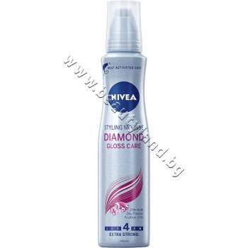 Nivea Пяна за коса Nivea Styling Mousse Diamond Gloss, p/n NI-86943 - Пяна за коса с екстра силна фиксация за диамантен блясък (NI-86943)