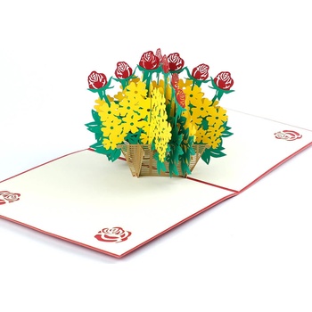 3D prianie Prútený košík s kvetinami