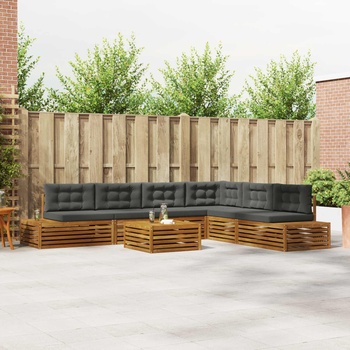 vidaXL Комплект дивани за открито 7 Брой Натурален и Антрацит (3374107)