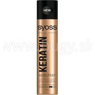 Syoss Keratin Hairspray extra silný lak pre pružnú fixáciu a lesk vlasov 300 ml