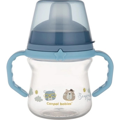 Canpol Babies nevylievací hrnček s mäkkým náustkom Bonjour modrý 150 ml