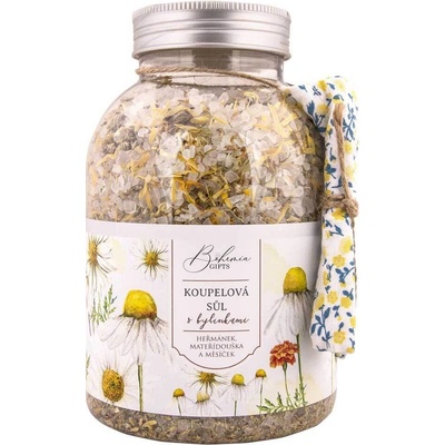 Bohemia Natur koupelová sůl s bylinkami heřmánek měsíček a mateřídouška 1200 g
