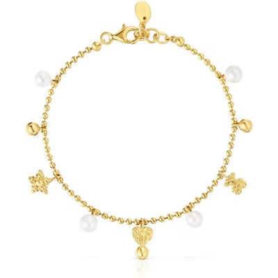 Tous pozlacený kuličkový náramek s perlami a přívěsky Grain 1004104300
