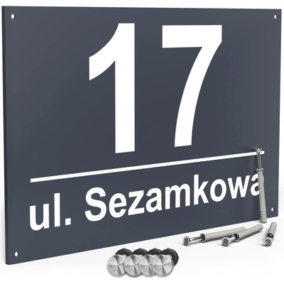 Číslo Domu Adresní Tabulka 32x21 Antracit Šedá Dibond UV + Hmoždinky